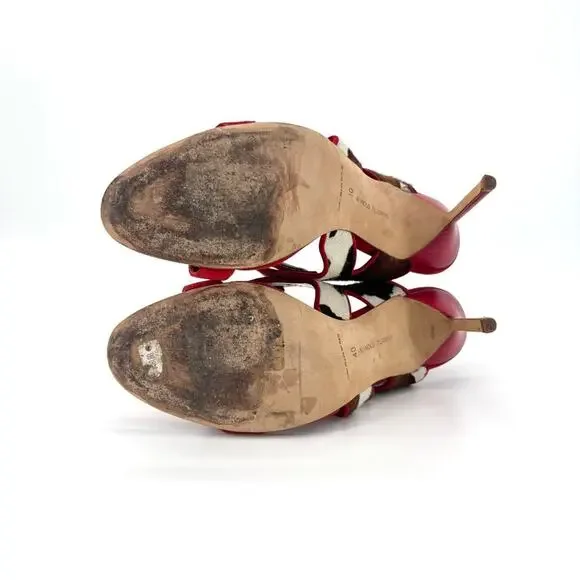 Manolo Blahnik Martamucco Buckle Cow Print Pony Style Calf Hair Sandals 40 - Picture 8 of 9